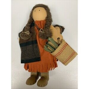 1988 Lizzie High Ladie & Friends Wooden Doll‎ 10" Native American Woman and Baby